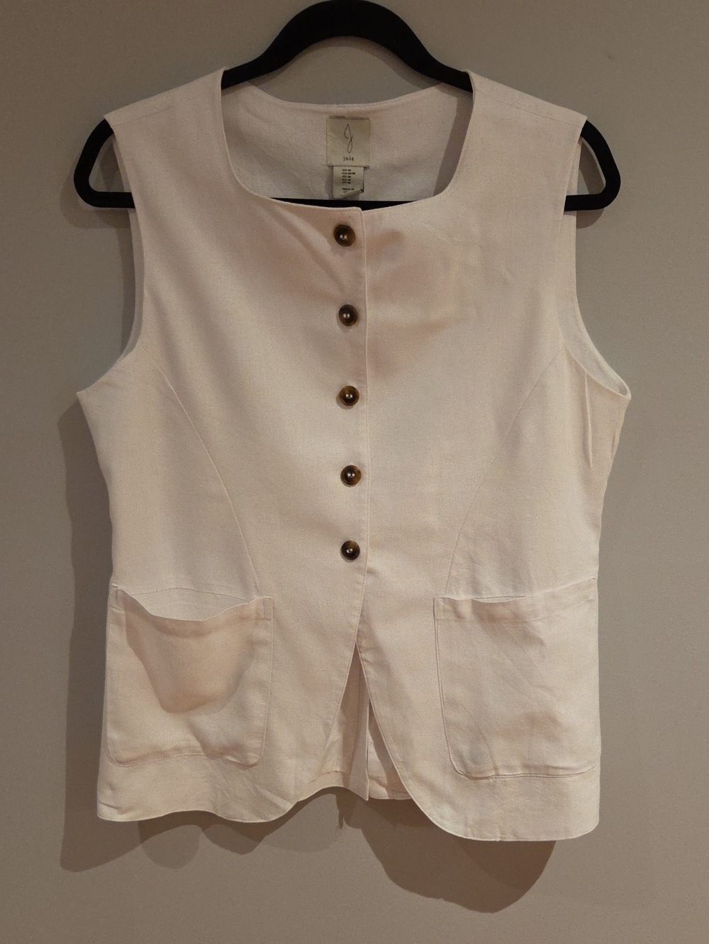 Joie White Sleeveless Button-Front Vest Size M
